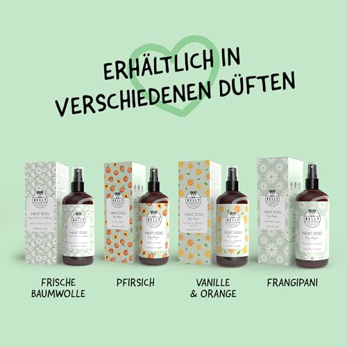 Belly® Deodorant für Hunde - 250ml - Frisches Baumwollaroma - Neutralisiert unangenehme Gerüche - pH neutral - Hundeparfüm - Hunde Parfüm, Fellpflegespray, Welpenparfum