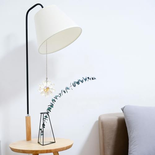 Image of LEFERS Ceiling Fan Pull Chain, 2 Pieces 1.8 inch Crystal Glass Flower Pendants with 24 inch Ceiling Fan Chain Extender and Connector (Clear)
