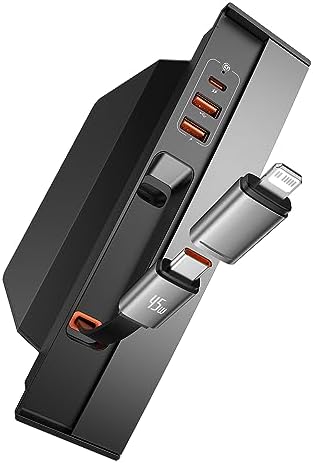 Baseus Retractable Hub Docking Station for Tesla Model 3/Y, Car USB Hub with 45W Fast Charging, Custom Fit, Includes Retractable Charging Cable and Adapters - Perfect for Road Trips & Daily Commutes