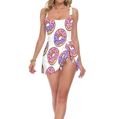 Maillot de bain push-up galbant une pièce à motif beignets