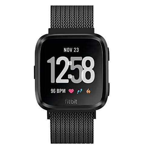 Fitlink Metal Bands Compatible for Fitbit Versa/Versa Lite Edition/Versa 2 Smart Watch for Women and Men,Small and Large, Multi Color (Black, Small)