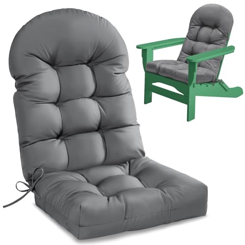 1 MIDDLE ONE Adirondack Chair Cushion Outdoor, Memory Foam High Back Rocking Adirondack Chair Seat Cushions Pads for Patio Furniture, Water-Resistance, 44x19x4 Inch (Grey)