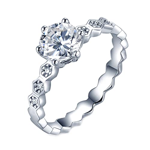 Bague argent moissanite sans ternissement, l'éclat durable du solitaire 1ct
