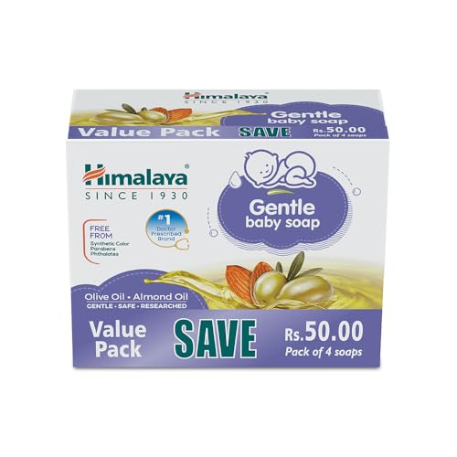 Image of Himalaya Gentle Baby Soap 125 g | Value Pack of 4 - Save Rs 50 extra| No 1 Doctor prescribed brand | Oils of Almond & Olive | Gently cleanses baby's skin |