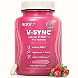 SOON+ Vaginal Probiotics for Women, V-Sync Vaginal Probiotic with Lactobacillus, Cranberry & Prebiotics, Support pH Balance for Women, Urinary Health Digestive Support, 6 Billion CFU, 60 Capsules
