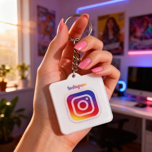 Image of Instagram NFC QR Code Keychain Tag, Tap or Scan to Open Profile, Change Link Anytime, Premium Acrylic 2 Inch, Key Ring Included, Works with iPhone and Android