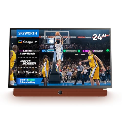 Skyworth 24-Inch Portable Smart Display with Battery Operated, 1080P FHD, HDR10, Dolby Audio, Chromecast, Bluetooth, Google TV – Great, Game Day Parties, RV Travel, and Soccer Nights by Skyworth - Used condition - US$339.76