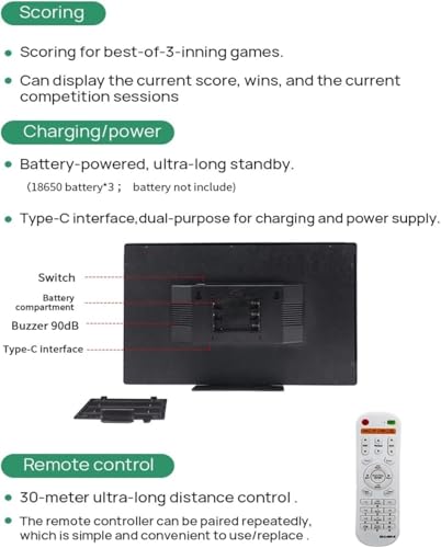 Marcador digital profesional para tenis con control remoto miniatura 6