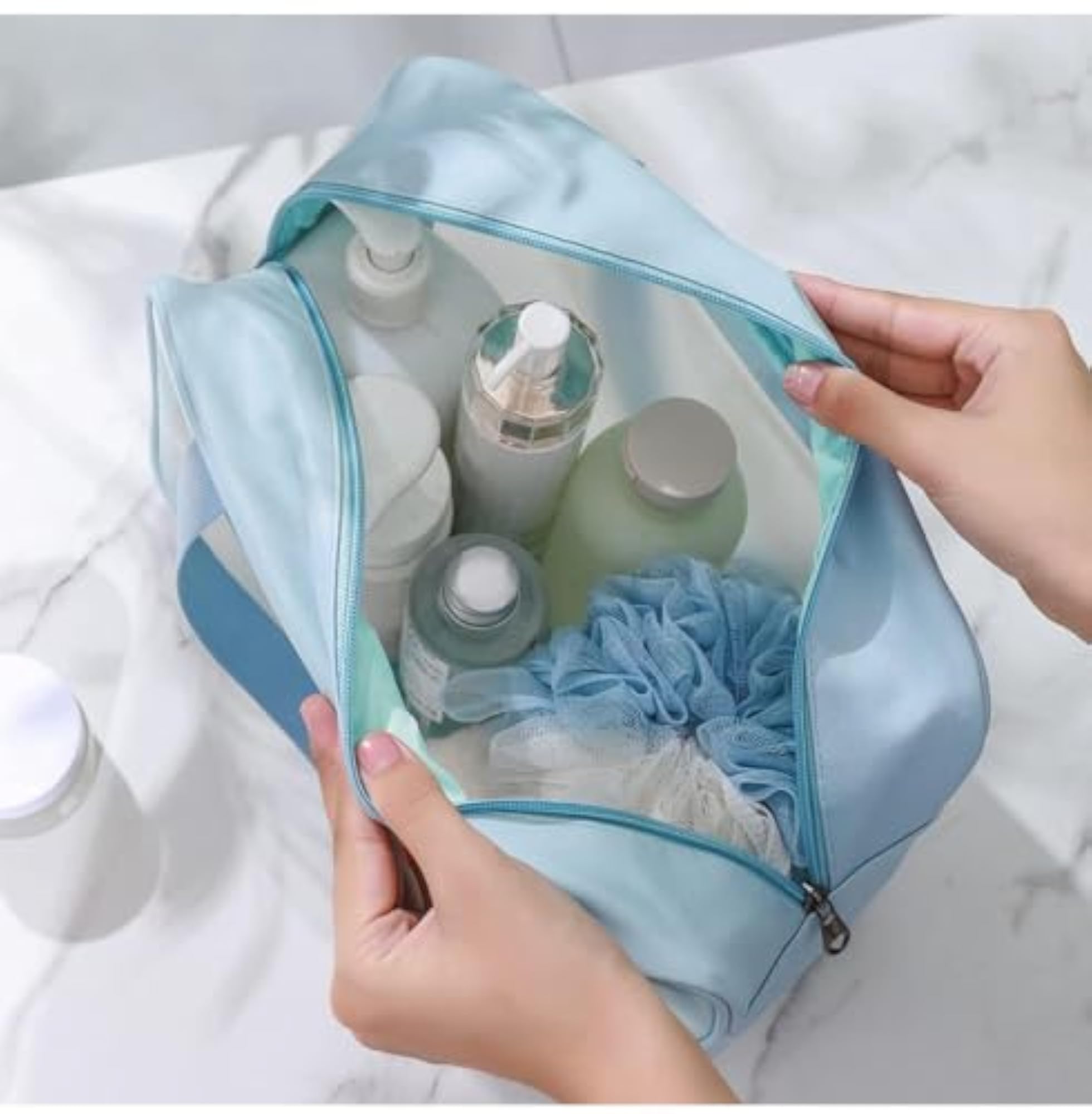 Travel Kit Toiletry Bag Pouch with Handle, Large Capacity