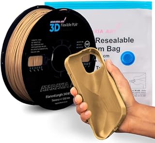 ATARAXIA ART Flexible PLA+ Filament, 3D Printer Filament, 1.75mm,1kg, Better Than TPU, 89A Shore Hardness, Patented Formula, Compatible with Bowden Extruder, with Reseal Storage Bag, PLA Light Brown