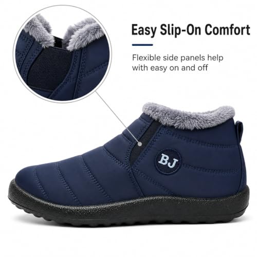 Image of Winter Snow Boots for Women Men, Lightweight Water-Resistant Boots | faux fur lining, rubber sole, warm winter wear, dog walking, errands, light snow, indoor outdoor