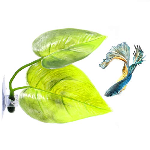AQUEENLY Betta Hammock Leaf with Suction Cup, Fish Habitat Plastic Aquarium Plant