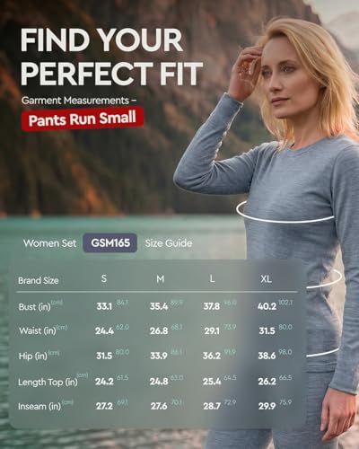 Image of MERINNOVATION Merino Wool Base Layer Set for Women 100% Merino Wool Thermal Underwear Sets Lite - Midweight Top Tank Bottom