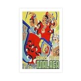 ZJIXAOSD Póster vintage de viaje para Málaga, España, 1948, lienzo decorativo para pared, hogar, bar, restaurante, garaje, cafetería, logotipo, regalo, 40 x 60 cm
