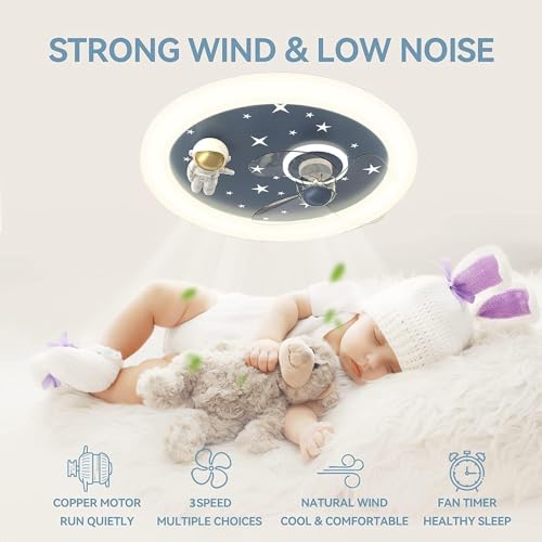Ventilateur de plafond LED dimmable 46W télécommande pour chambre enfant et bébé - 3