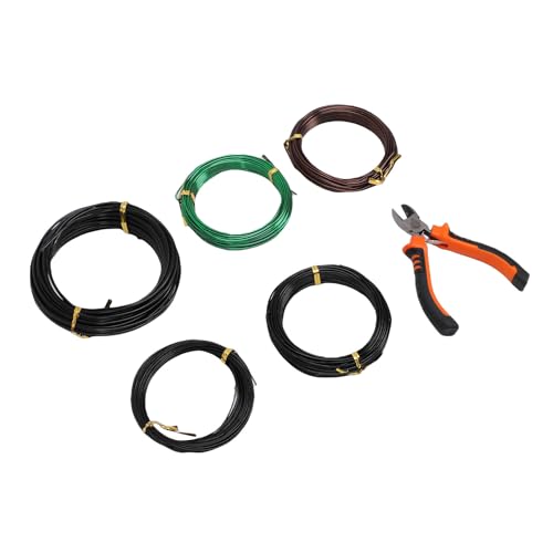 Dpofirs Aluminum Bonsai Wires and Wire Cutter Set, Flexible Bonsai Tree Training Wires for Creating Beautiful Gardens, 5 Rolls + Wire Cutter for Plant Lovers