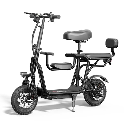48V Electric Scooter with Seat for Adults, Adults Electric Scooter with 750W Peak Power Motor 18.75 MPH 20 Mile Range, E Scooter with Seat, Foldable Handlebar, Dual Disc Brakes