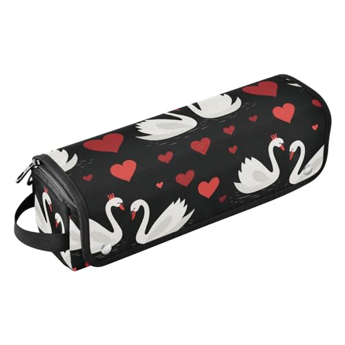 Bolsa de viaje Swan Heart Black Red para herramientas de cabello como plancha, rizador, secador y accesorios, organizador portátil resistente al calor miniatura 1
