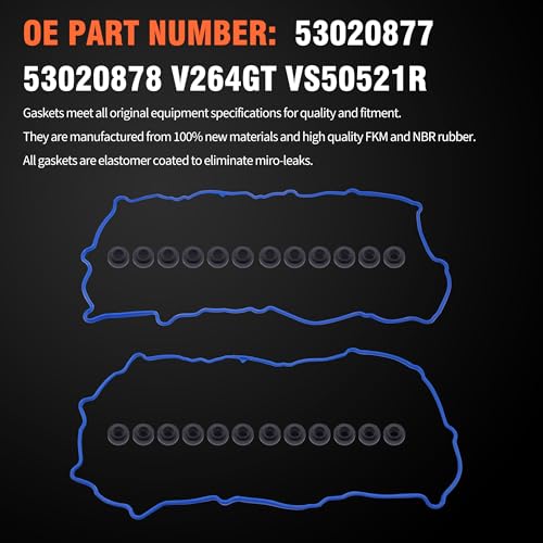 Image of HiSport VS50521R Engine Valve Cover Gasket & Grommets Kit | Compatible with Dodge Dakota 2000-2003 Durango 2000-2003 Ram 1500 2002-2003 Compatible with Jeep Grand Cherokee 1999-2003