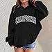 Bwaydeg California Hoodie For Teen Girls Kids Casual Fashion Preppy Long Sleeve Hooded Sweatshirt Loose Fit Cute Pullover Top 11-12 Years Black
