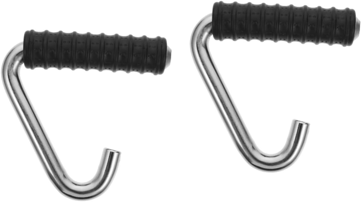 BESTOYARD 2 Pcs Hook Handle Workout Bands Handles Exercise Cable Machine Handles Rowing Machine Handle Grips Cable Machine Attachment Up Bar Rubber Band TPR Rubberized Handle Fitness Steel