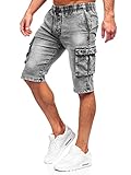 BOLF Herren Kurze Jeanshose Shorts Bermudas Jeans Short Kurze Hose Cargo Cargoshorts Destroyed Used Look Denim Stretch Freizeithose HY818A Schwarz L [7G7]