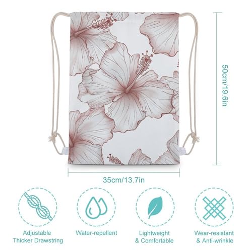 Hibiscus Flower Pattern Drawstring Backpack Gym Bag Lightweight Sackpack Gift for Hiking Travel Beach Shopping2
