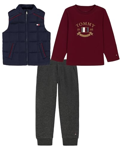 Image of Tommy Hilfiger Baby Boys' 3-piece Set, Vest, Knit T-shirt, Jogger Sweatpant