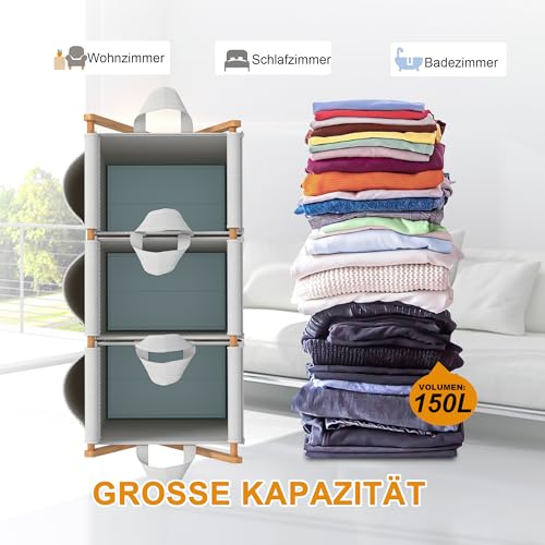 AdelDream Cesto della Biancheria in Bambù a 3