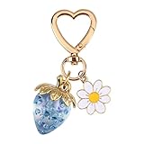 装飾ハートキーリング ストロベリーデイシステーマ 丈夫な樹脂素材 飛沫防止デザイン 日常使用アイテム ストロベリーハートキーホルダー