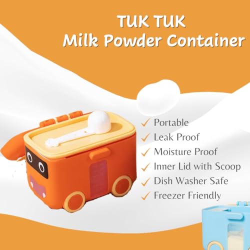 Image of Adore Tuk Tuk Baby Milk Powder Container, Formula Storage and Milk Powder Dispenser Box (180 gm, Orange)