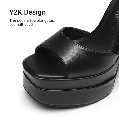 Image of DREAM PAIRS High Heels Chunky Block Platform Heels for Women Ankle Strap Sexy Open Square Toe Heels Dressy Pumps Sandals