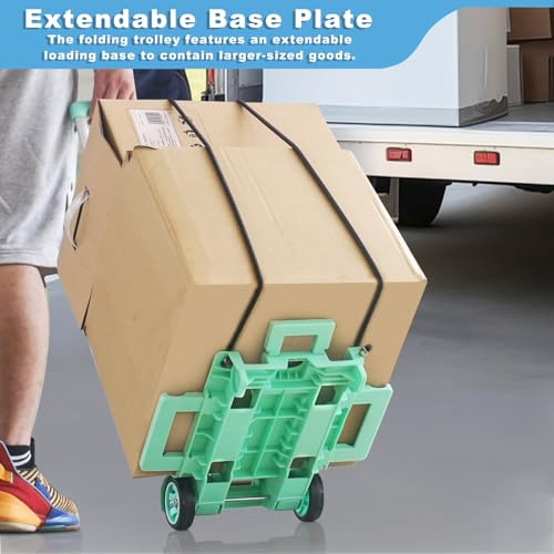 Carretilla de mano plegable verde para evitar dolores de espalda al cargar cajas 5