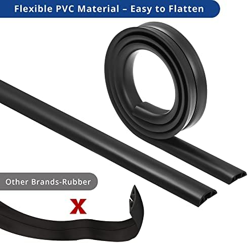 Floor Cord Cover 4ft, Cord Hider Floor Black, Cable Management Prevent Cable Trips, Cables Cover Wire Covers for Electric Power Extension Cords, Wire Protector Cords Cavity W0.47in x H0.28in - 4