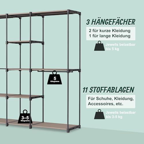 Relaxdays Garderobe, offener Kleiderschrank, Ablagen & Kleiderstangen, Kleiderständer, Flexibles Stecksystem, weiß