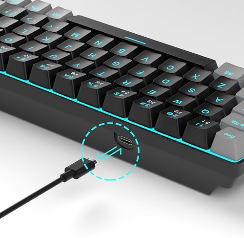 MageGee Portable 60% Mechanical Gaming Keyboard, MK-Box LED Backlit Compact 68 Keys Mini Wired Office Keyboard with Red Switch for Windows Laptop PC Mac - Black/Grey — view 8