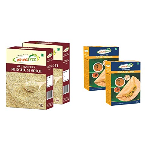 Image of Wheafree Gluten Free Sorghum Sooji (Pack of 2 x 400g Each) & Wheafree Dosa /Idli Mix - Pack of 2 (500g each)