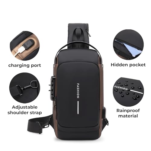 Sling Bag for Men | Anti-theft Crossbody Bag - PU Leather Crossbody Shoulder Bag - Chest Bag for Daily use - Image 4