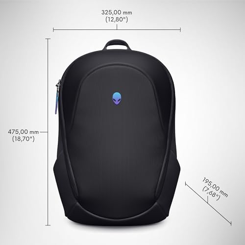 Alienware 16 Sac à Dos - AW5625P - Capacité 21L, Maille Respirante 3D, organiseurs magnétiques, Poche RFID sécurisée, résistant aux intempéries, Logo réfléchissant Iridescent 3D - Noir
