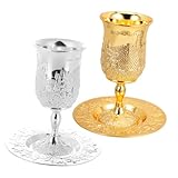 Photo Gallery zunoxaz 2 set bicchieri calici judaica in metallo inciso con piattino calici da vino piede per shabbat pesach e celebrazioni ebraiche Photo Gallery zunoxaz 2 set bicchieri calici judaica in metallo inciso con piattino calici da vino piede per shabbat pesach e celebrazioni ebraiche