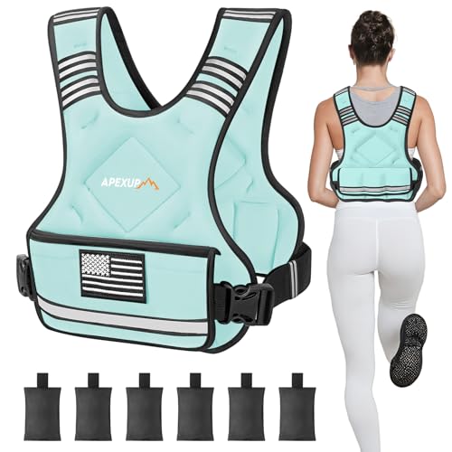Image of APEXUP Adjustable Weighted Vest, 4-10lb /12-18lb /20-32lb Vest with 6 Ironsand Weights and Large Pocket, Weight Vest for Men Women Strength Training, Running, Walking
