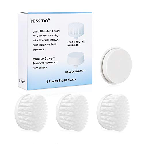 Facial Cleansing Brush Head Replacement 4 Pieces for PESSIDO 6 in 1 Facial Brush Set, Suitable for Sensitive, Oily and Mixed Skin