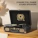 Vinyl Record Player Bluetooth 3-Speed Portable Vintage Suitcase with Built-in Speakers, RCA Line Out AUX in Headphone Jack Vintage Turntable, Black