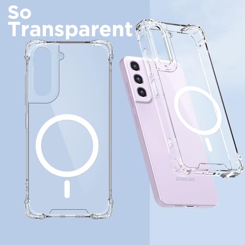 Image of Amazon Basics Back Cover for Samsung Galaxy S21 Fe 5G Mag-Safe Shockproof PC + TPU Protective Case Magnetic Support Bumper Case (Transparent Mag-Safe)