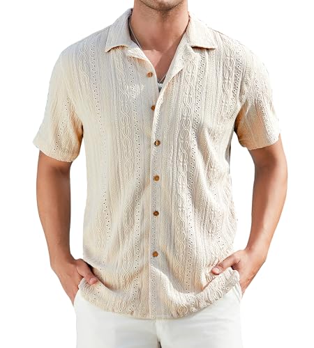 Damipow Mens Casual Button Down Shirts Short Sleeve Fashion Vacation