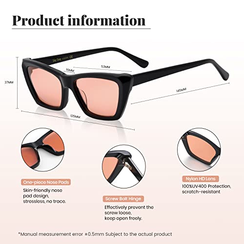 Veda Tinda Vision Cat Eye Sunglasses for Women Men Square Vintage Retro Trendy Fashion Cool Sun Glasses UV400 Protection C3
