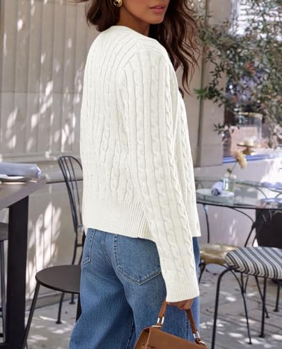 Ezbelle Women's Long Sleeve Cardigan Sweaters Button Down Fall Outfits Cable Knit Tops Open Front Jacket4