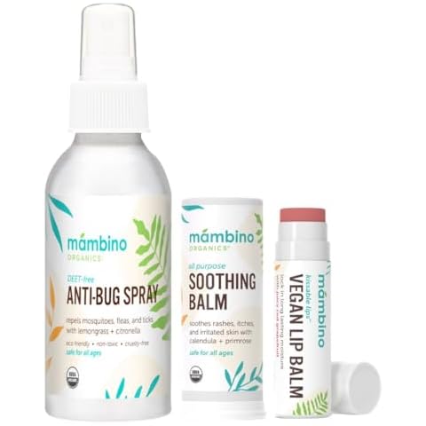 Mambino Organics Outdoor Set - Anti-Bug Mosquito Repellent Spray, Soothing Stick – All Natural, DEET-Free, Citronella Insect Repellant – 4 Fluid Ounces Cover