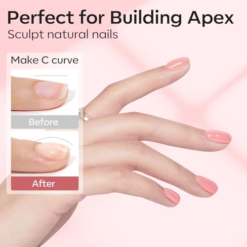 Image of modelones Gel Polish Builder Nail Set, Base Colors 8-in-One Jelly Nude Pink Clear Builder Nail Gel for Nails Strengthener Hard Extension Rubber Lamp Cured 6 Colors