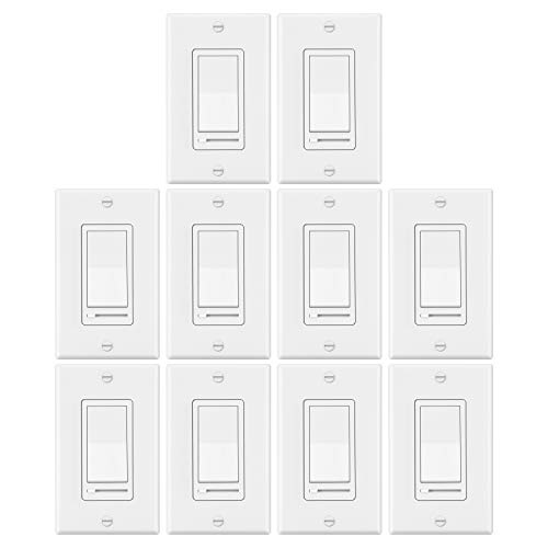 10 Pack - ELECTECK Dimmer Light Switch, Compatible with Max. 600W Incandescent/Halogen Bulbs